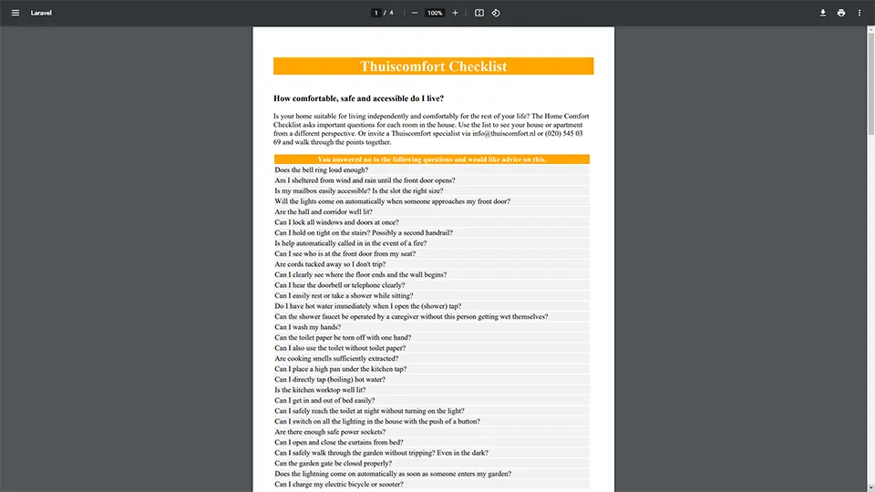 Deltion College - Thuiscomfort Checklist