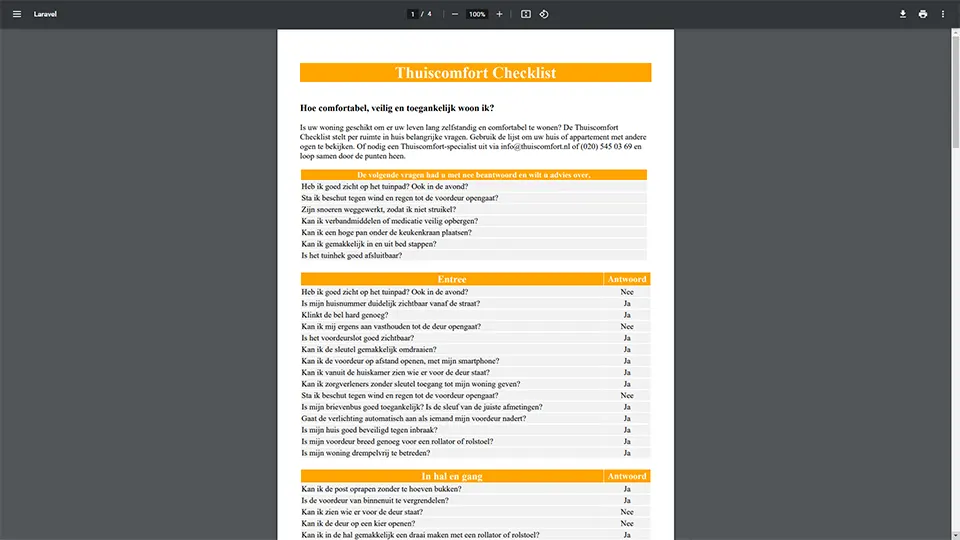 Deltion College - Thuiscomfort Checklist