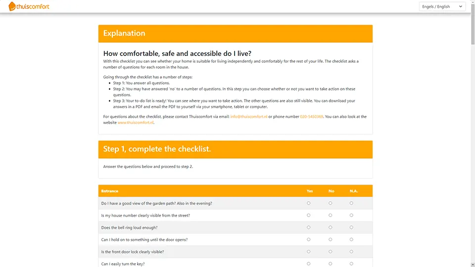 Deltion College - Thuiscomfort Checklist
